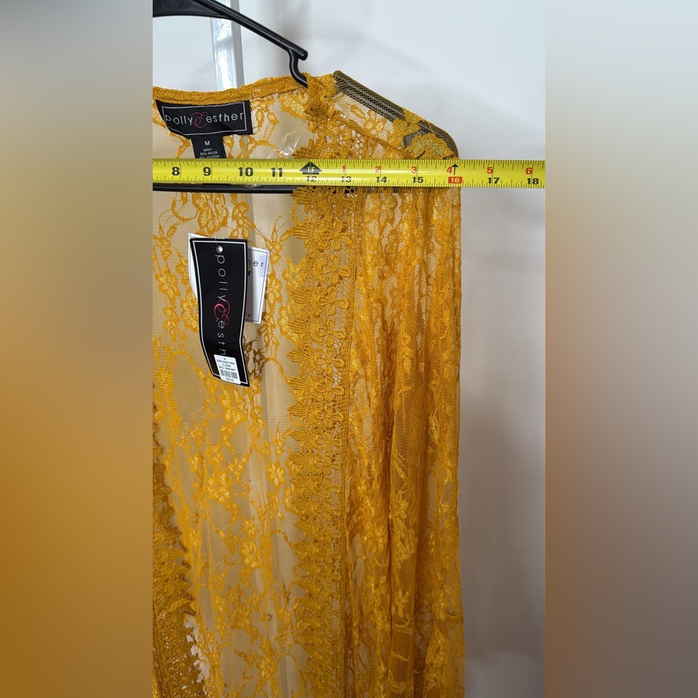 Polly & Esther Mustard Lace Kimono - Picture 8 of 9